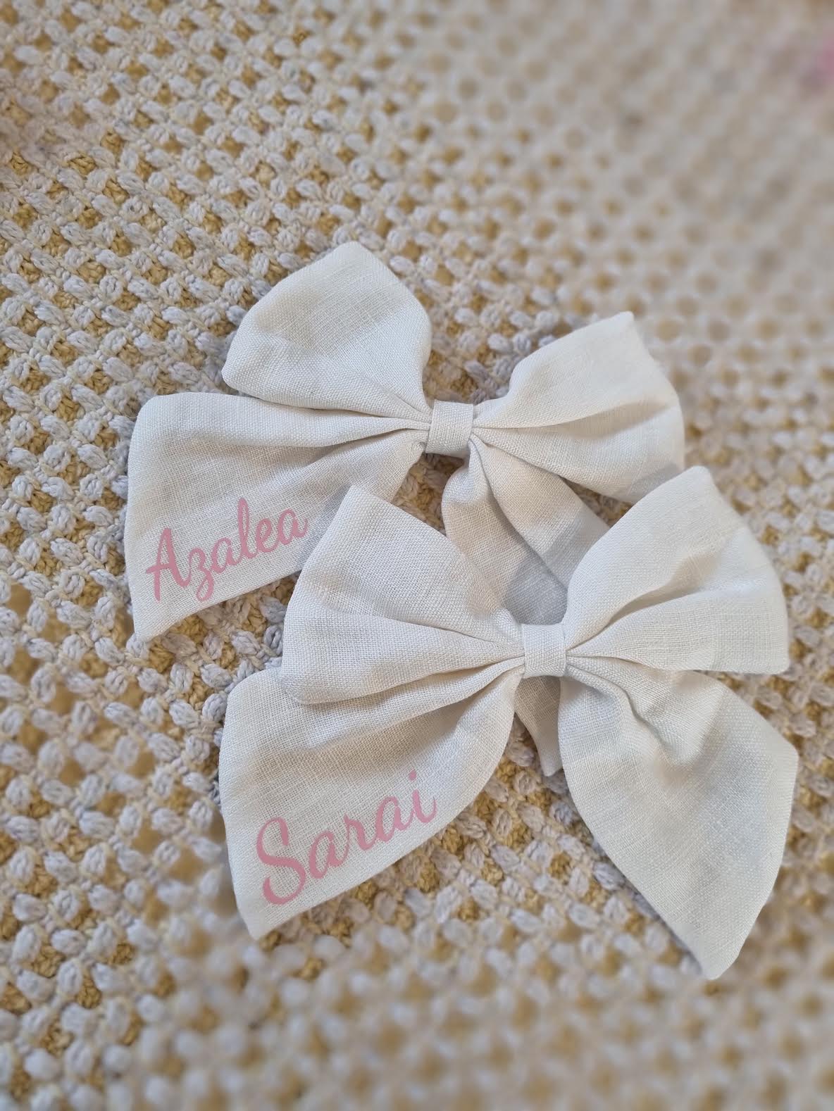 White Personalised bow